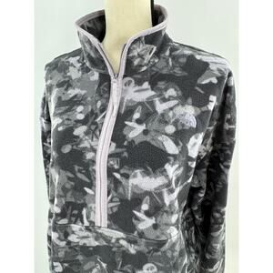 The North Face Womens Camo Black Purple Glacier Fleece Jacket Pullover XL